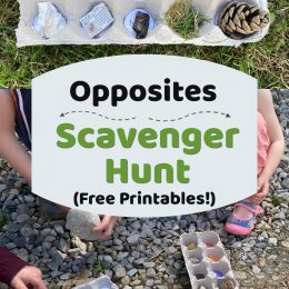 FREE Opposites Scavenger Hunt Printable. #freehomeschooldeals #fhdhomeschoolers #oppositesprintable #oppositesscavengerhunt #scavengerhuntprintable