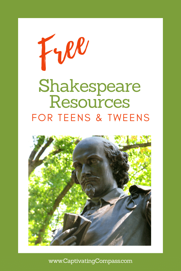 Statue of Shakespeare with overlay - FREE Shakespeare Resources for Teens & Tweens