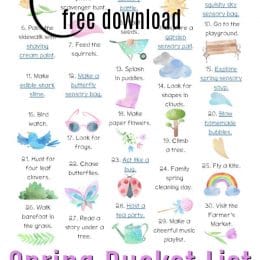 Free Printable Spring Bucket List. #freehomeschooldeals #fhdhomeschoolers #springbucketlist #bucketlistforspring #springtimebucketlist #springprintable