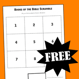 FREE Bible Book Scramble Game. #freehomeschooldeals #fhdhomeschoolers #biblebookscramble #biblebookresource #booksofthebible