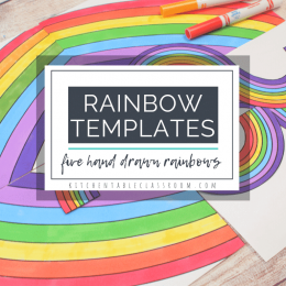 FREE Printable Rainbow Templates. #freehomeschooldeals #fhdhomeschoolers #rainbowtemplates #rainbowresources #rainbowdownloads
