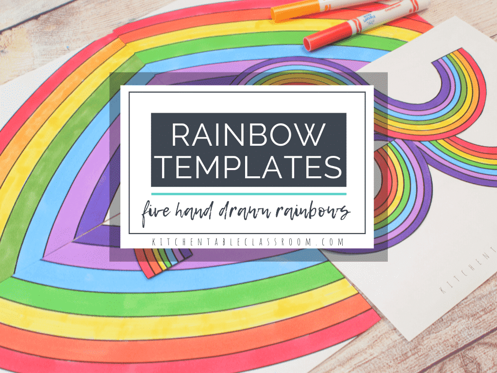 FREE Printable Rainbow Templates. #freehomeschooldeals #fhdhomeschoolers #rainbowtemplates #rainbowresources #rainbowdownloads
