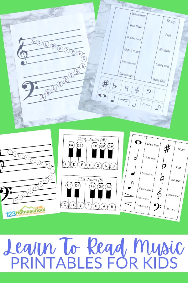 Printables for Learning to Read Music. #freehomeschooldeals #fhdhomeschoolers #studyingmusicforkids #learningaboutmusic #musictheoryforkids