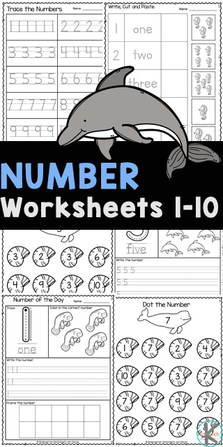 Ocean Themed Number Tracing Worksheets.  #freehomeschooldeals #fhdhomeschoolers #preschoolworksheets #numbertracingworksheets #preschoolmath