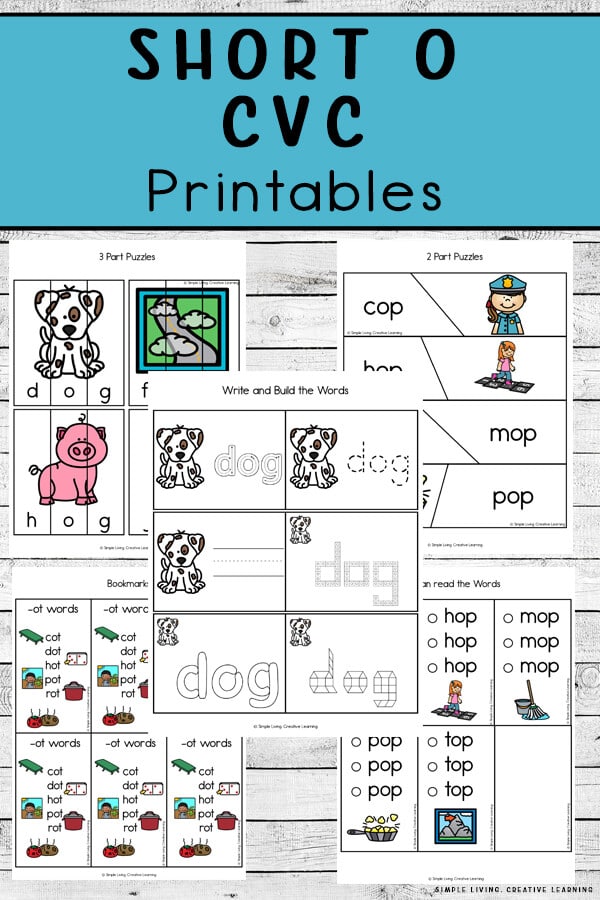 Short O CVC FREE Printables. #freehomeschooldeals #fhdhomeschoolers #shortosound #cvcwordprintables #shortoword