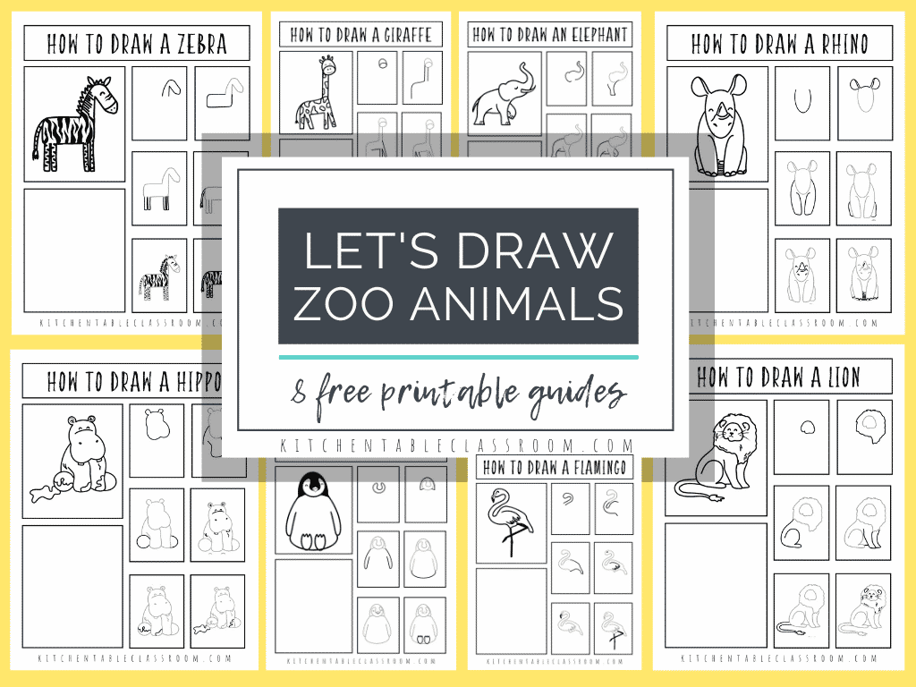 FREE Zoo Animal Drawing Tutorials. #freehomeschooldeals #fhdhomeschoolers #zooanimaldrawings #zooanimaltutorials #drawzooanimals