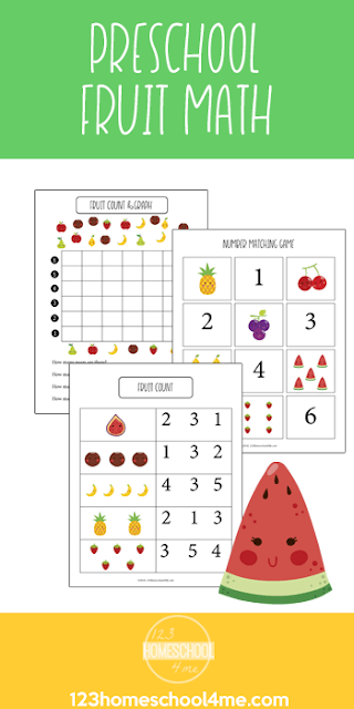 Fruit Themed Free Preschool Math Worksheets. #freehomeschooldeals #fhdhomeschoolers #preschoolmath #preschoolworksheets #preschoolgraphing