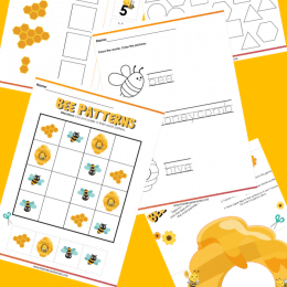 Preschool Bee Activity Pages. #freehomeschooldeals #fhdhomeschoolers #learningaboutbees #beeactivitypack #preschoolbeeactivities