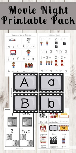 Preschool Movie Night Worksheets. #freehomeschooldeals #fhdhomeschoolers #movienightworksheets #freepreschoolworksheets #atthemoviesworksheets