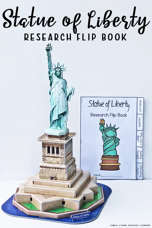 Statue of Liberty Research Activity. #freehomeschooldeals #fhdhomeschoolers #studyinglandmarks #statueoflibertystudy #freestatueoflibertyflipbook
