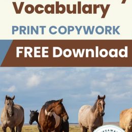 Free Horse Copywork Pages. #freehomeschooldeals #fhdhomeschoolers #learningabouthorses #freehorsecopywork #freecopyworkpages