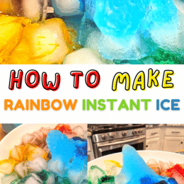 Rainbow Instant Ice Science Experiment. #fhdhomeschoolers #freehomeschooldeals #rainbowiceactivity #paintingiceactivity #steamactivity #icesteam