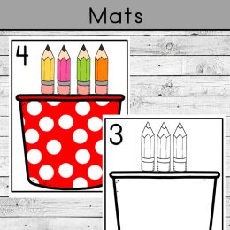 Pencil Counting Mat Activity. #freehomeschooldeals #fhdhomeschoolers #preschoolcountingmats #freecountingactivity #learningtocount