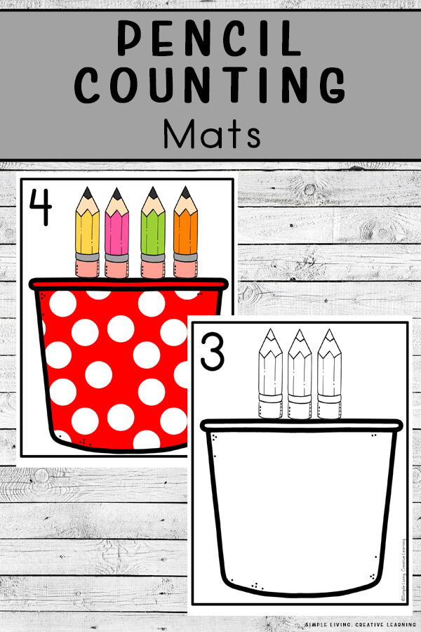 Pencil Counting Mat Activity. #freehomeschooldeals #fhdhomeschoolers #preschoolcountingmats #freecountingactivity #learningtocount
