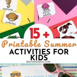 Free Summer Printable Activities, colorful papers and summer animal cards with text overlay. #freehomeschooldeals #fhdhomeschoolers #freesummeractivities #summerprintablesforkids #summerworksheetsandgames