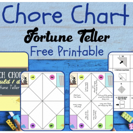 Fortune Teller Chore Chart for Kids. #freehomeschooldeals #fhdhomeschoolers #chorechartforkids #funchorechart #fortunetellerchorechart