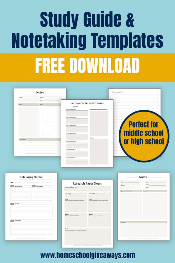 Note and Study Guide Templates | Free Homeschool Deals ©