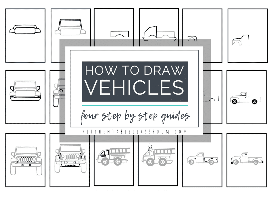 Learning to Draw Vehicles Activity. #freehomeschooldeals #fhdhomeschoolers #learningtodraw #freedrawingguides #freedrawingpages