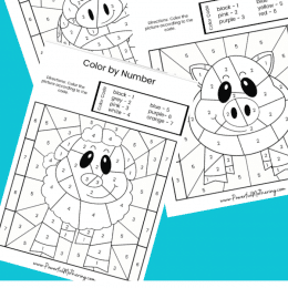 Color By Number Activity Pages. #freehomeschooldeals #fhdhomeschoolers #colorbynumberpages #freemathworksheets #farmanimalworksheets