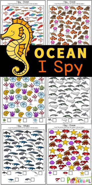 Marine Animal I-Spy Activity. #freehomeschooldeals #fhdhomeschoolers #oceananimalsispy #ispyworksheets #studyingoceananimals