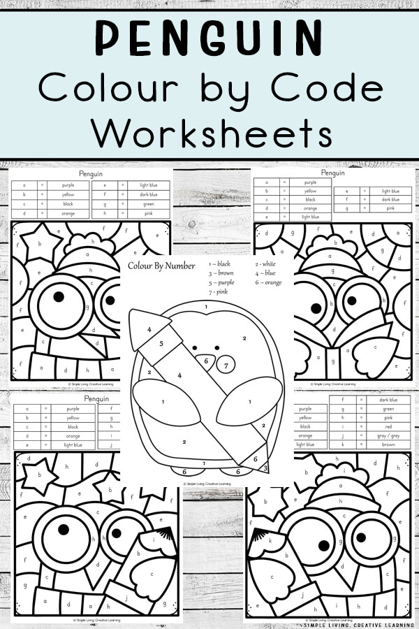 Penguin Color by Code Worksheets. #freehomeschooldeals #fhdhomeschoolers #colorbynumber #colorbyletter #penguincoloringpages