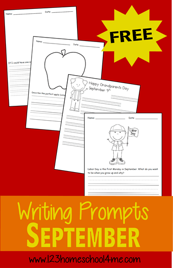 Back to School Writing Prompts. #freehomeschooldeals #fhdhomeschoolers #backtoschoolwritingprompts #septemberwritingprompts #creativewritingpromptsforkids