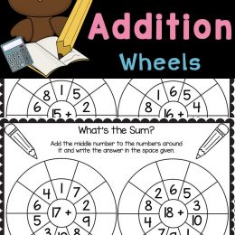 Addition Wheels Practice Activity. #freehomeschooldeals #fhdhomeschoolers #additionpractice #learningaddition #additionworksheets