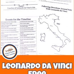 Leonardo da Vinci Learning Activity. #freehomeschooldeals #fhdhomeschoolers #leonardodavinciunitstudy #learningaboutdavinci #historicalfigureunitstudy