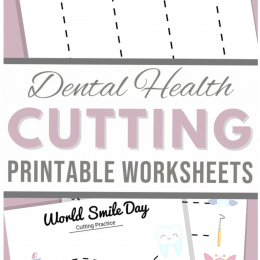 Dental Health Cutting Practice Pages. #freehomeschooldeals #fhdhomeschoolers #learningtousescissors #cuttingpracticepages #freecuttingpracticesheets