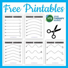Preschool Cutting Practice Pages. #freehomeschooldeals #fhdhomeschoolers #freecuttingworksheets #learningtousescissors #cuttingpracticepages