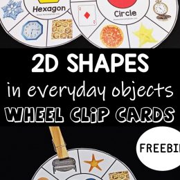 Shapes in Everyday Objects Clip Cards. #freehomeschooldeals #fhdhomeschoolers #shapesof everydayobjects #objectsshapes #shapesclipcards