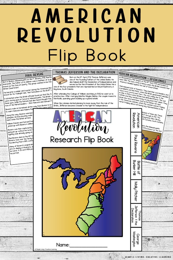 American Revolution Flip Book Activity. #freehomeschooldeals #fhdhomeschoolers #studyingtheamericanrevolution #americanrevolutionforkids #americanrevolutionactivity