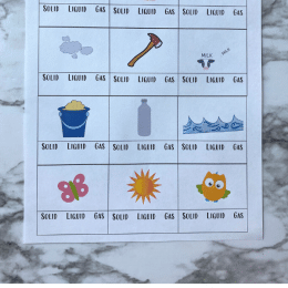 States of Matter Kindergarten Activity. #freehomeschooldeals #fhdhomeschoolers #learningaboutmatter #solidliquidgasactivity #kindergartenscienceworksheets