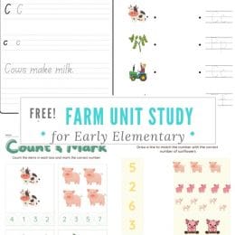 Free Farm Mini-Unit for Early Elementary. #freehomeschooldeals #fhdhomeschoolers #farmminiunit #farmtheme #farmprintables