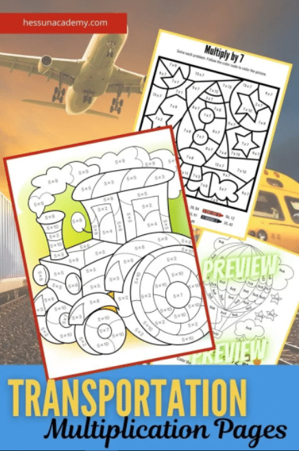 FREE Printable Transportation Color by Number Worksheets