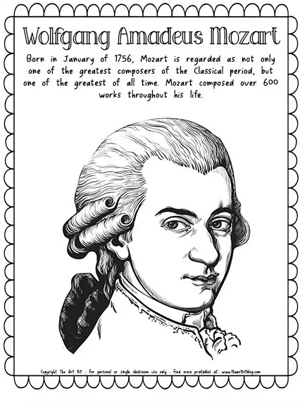 Free Mozart Coloring Pages