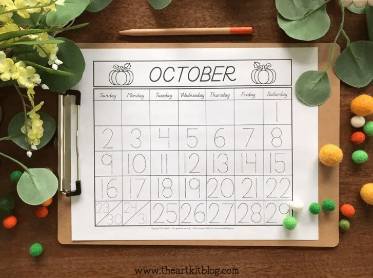 October Calendar Page Free Homeschool Deals