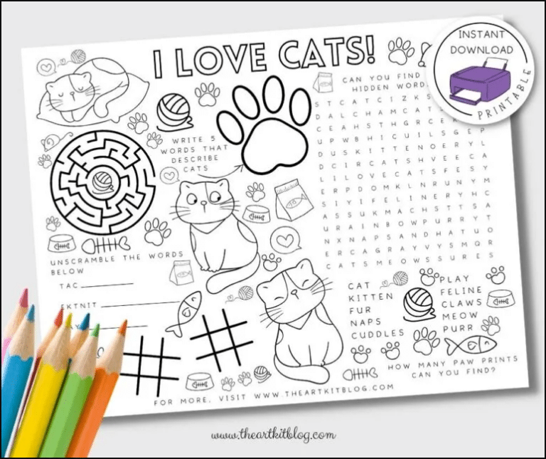 Cat Activity Free Printable Worksheet Free Homeschool Deals