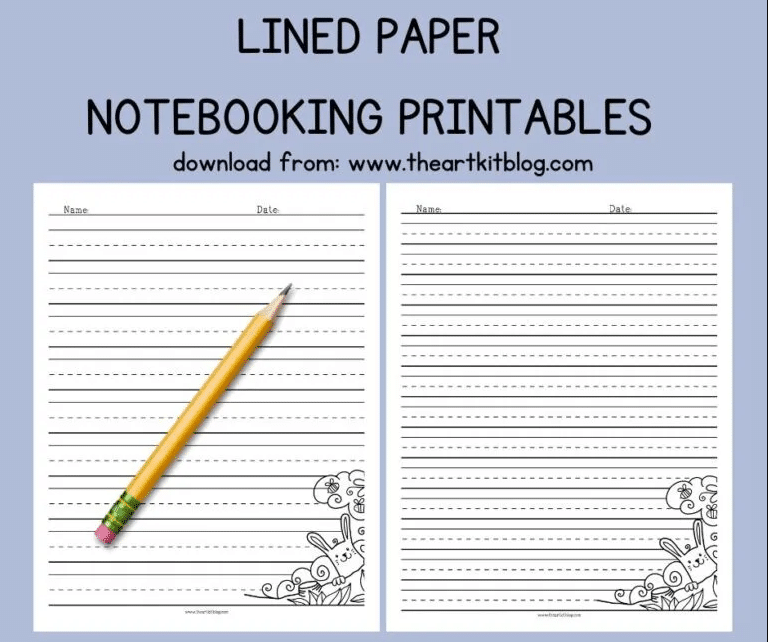 Lined Writing Paper for Kids, Printable Template