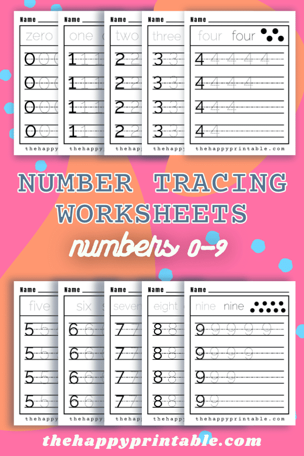 sample pages of Number Tracing worksheets