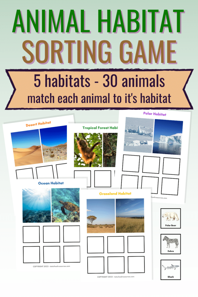 sample pages of Animal Habitat sorting pages