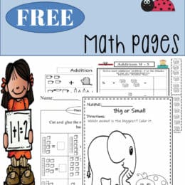 sample pages from Kindergarten Math pack