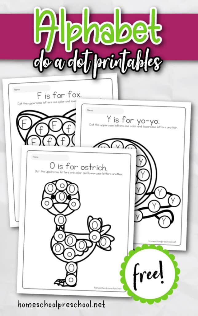 sample pages of alphabet do-a-dot activities