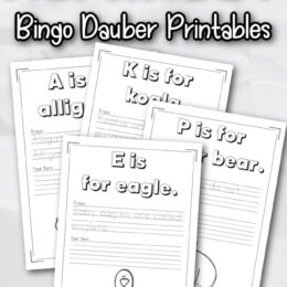 sample pages of an Alphabet Bingo Dauber Printable pack