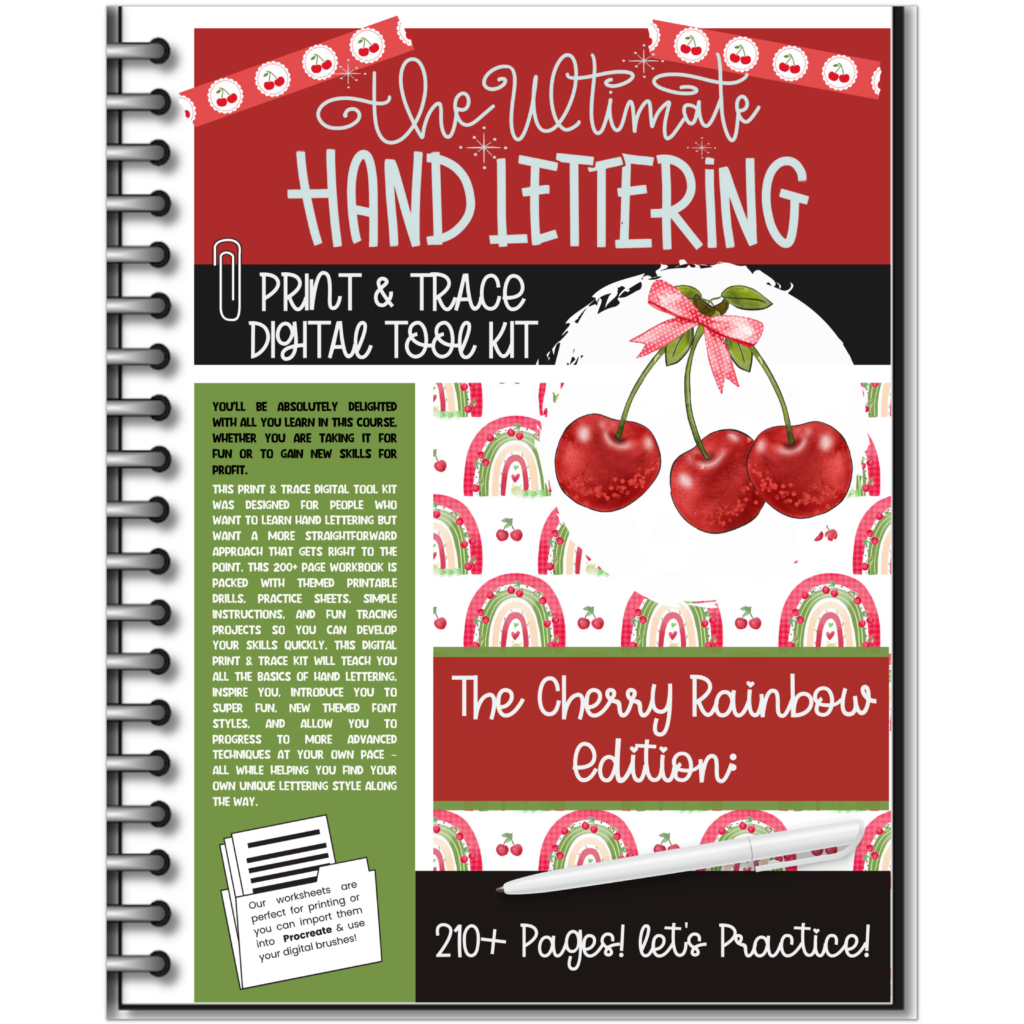 cover of the Hand Lettering print & Trace tool kit - Cherry Rainbow Edition