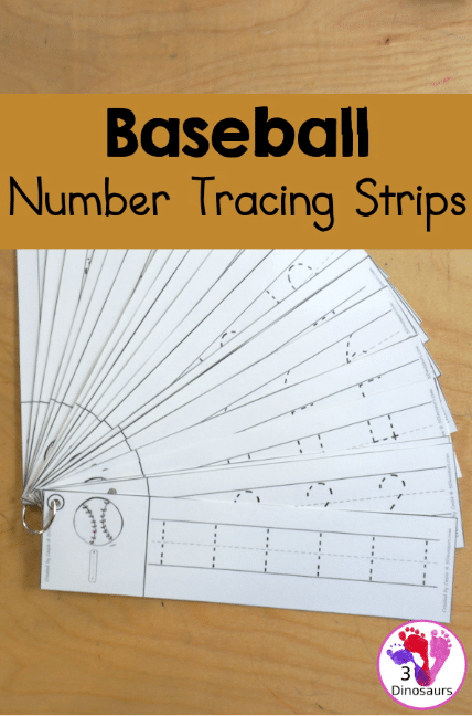 Baseball Number Tracing Strips