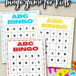 sample pages of ABC Bingo cards