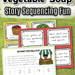 sample pages of vegetable soup story sequencing cards