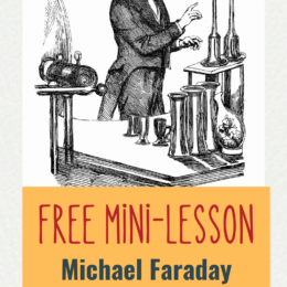 hand-drawn image of Michael Faraday with overlay "Free Mini Lesson"