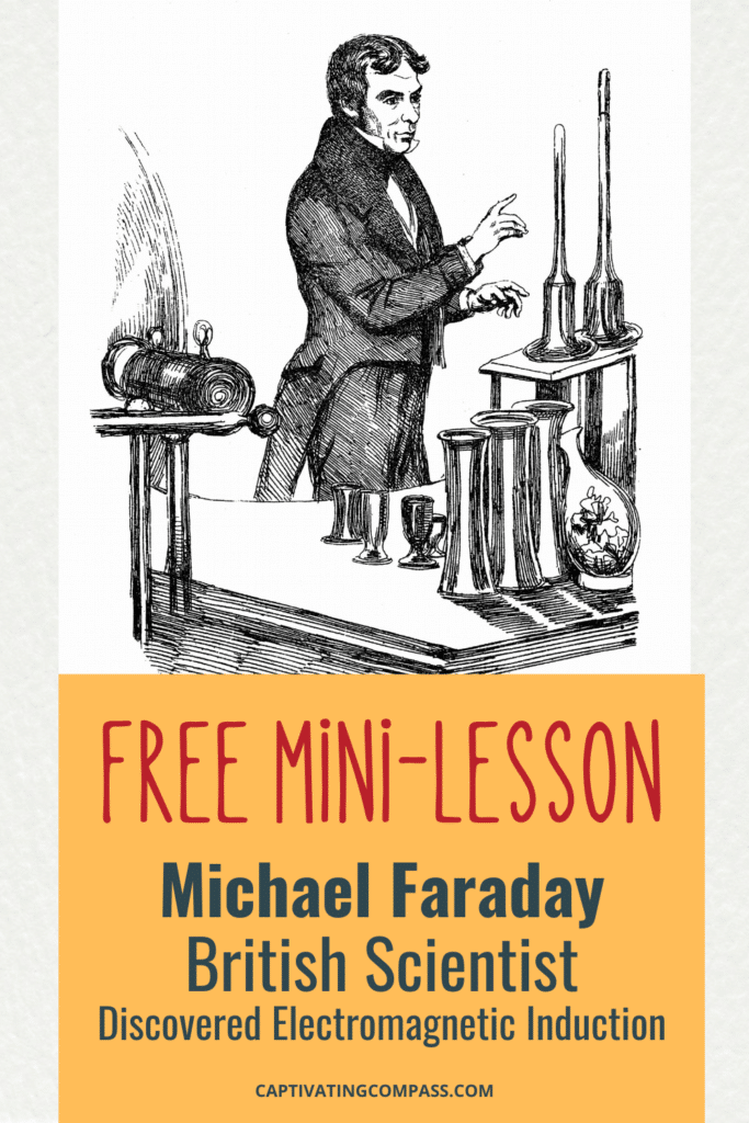 hand-drawn image of Michael Faraday with overlay "Free Mini Lesson"